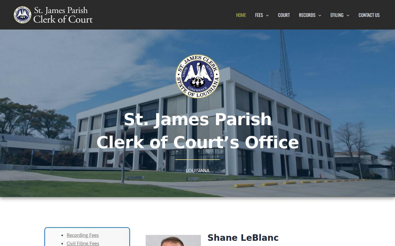 St. James court docket Clerk of Court home page