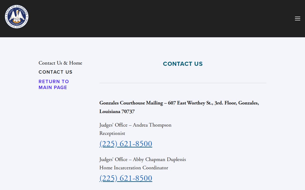 St. James court docket 23rd Judicial District Court contact page