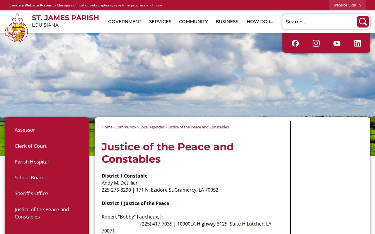 St. James court docket Justice of the Peace directory