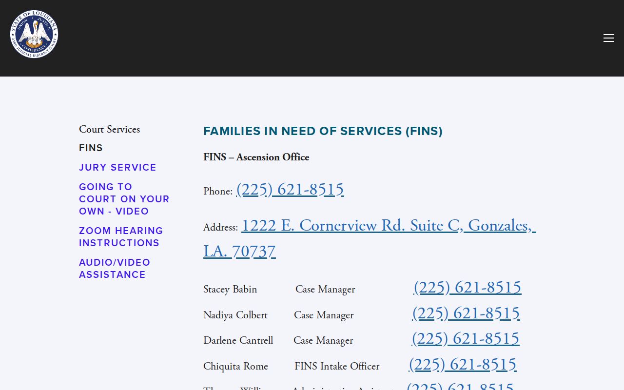 St. James Parish court calendar FINS office information