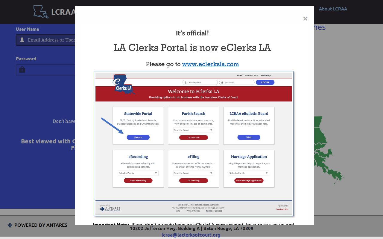 St. James Parish court records LCRAA portal gateway
