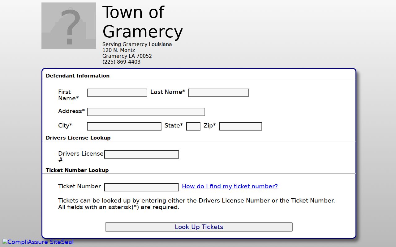Gramercy court docket ticket lookup and municipal record form