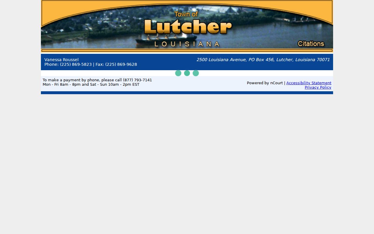 Lutcher court docket nCourt ticket payment and record contact portal